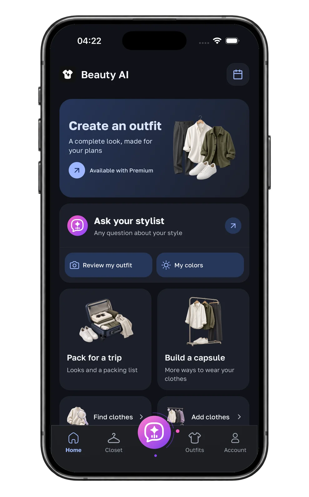 Beauty AI outfit creation preview
