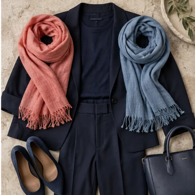 Try an accent with a familiar outfit