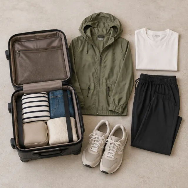 A small travel wardrobe