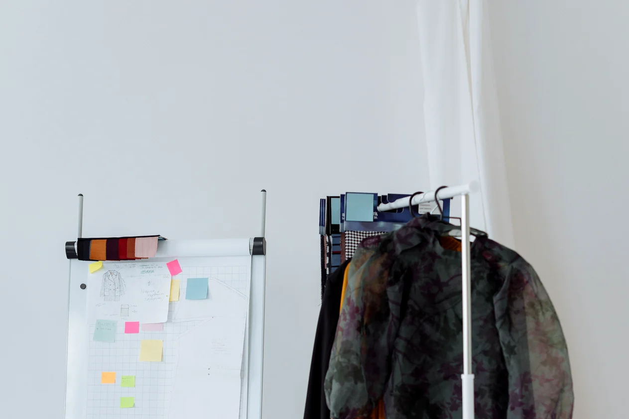 Clothing rack and fashion planning board for translating aesthetic outfit ideas into wearable looks