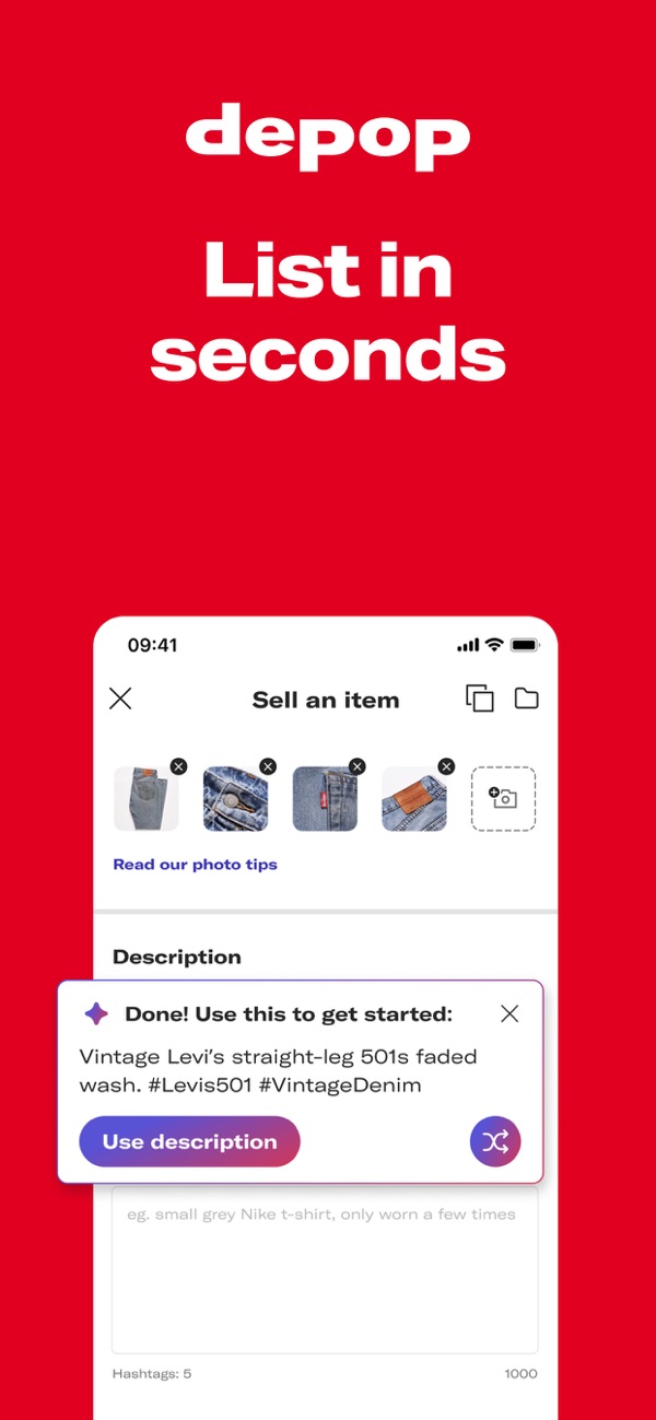 Depop app interface screenshot