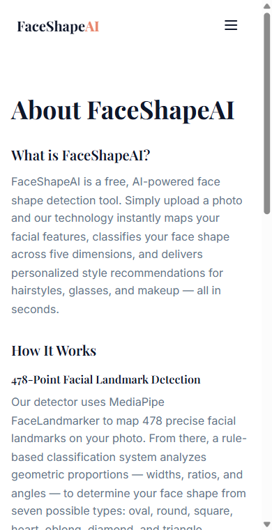 FaceShapeAI app interface screenshot