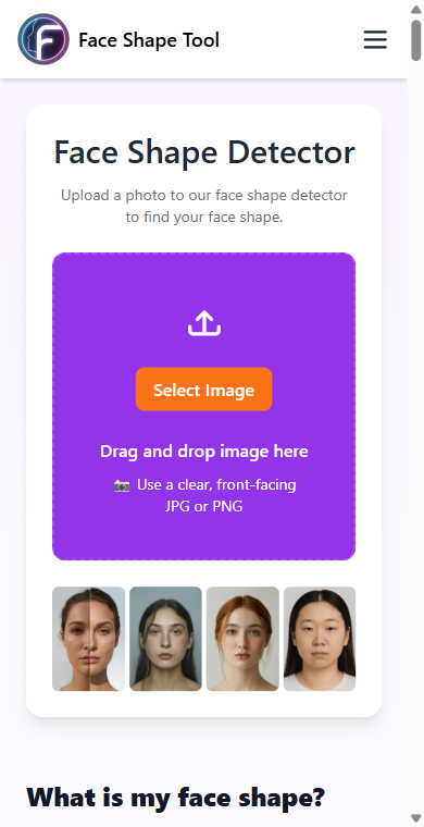 Face Shape Tool app interface screenshot