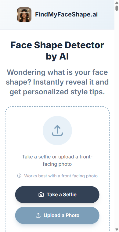 FindMyFaceShape.ai app interface screenshot